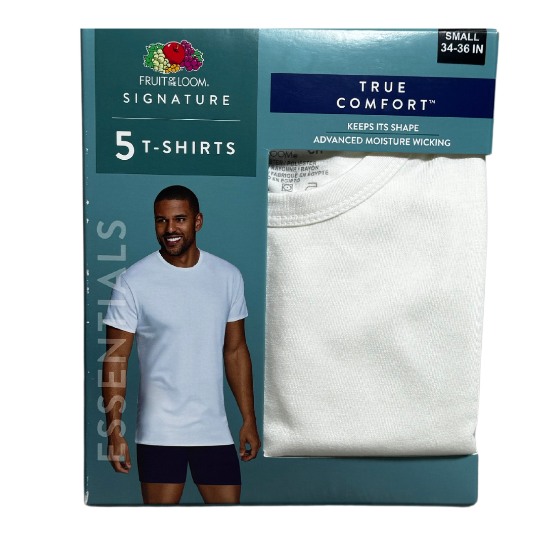 Fruit of the Loom Men's White Crew Neck