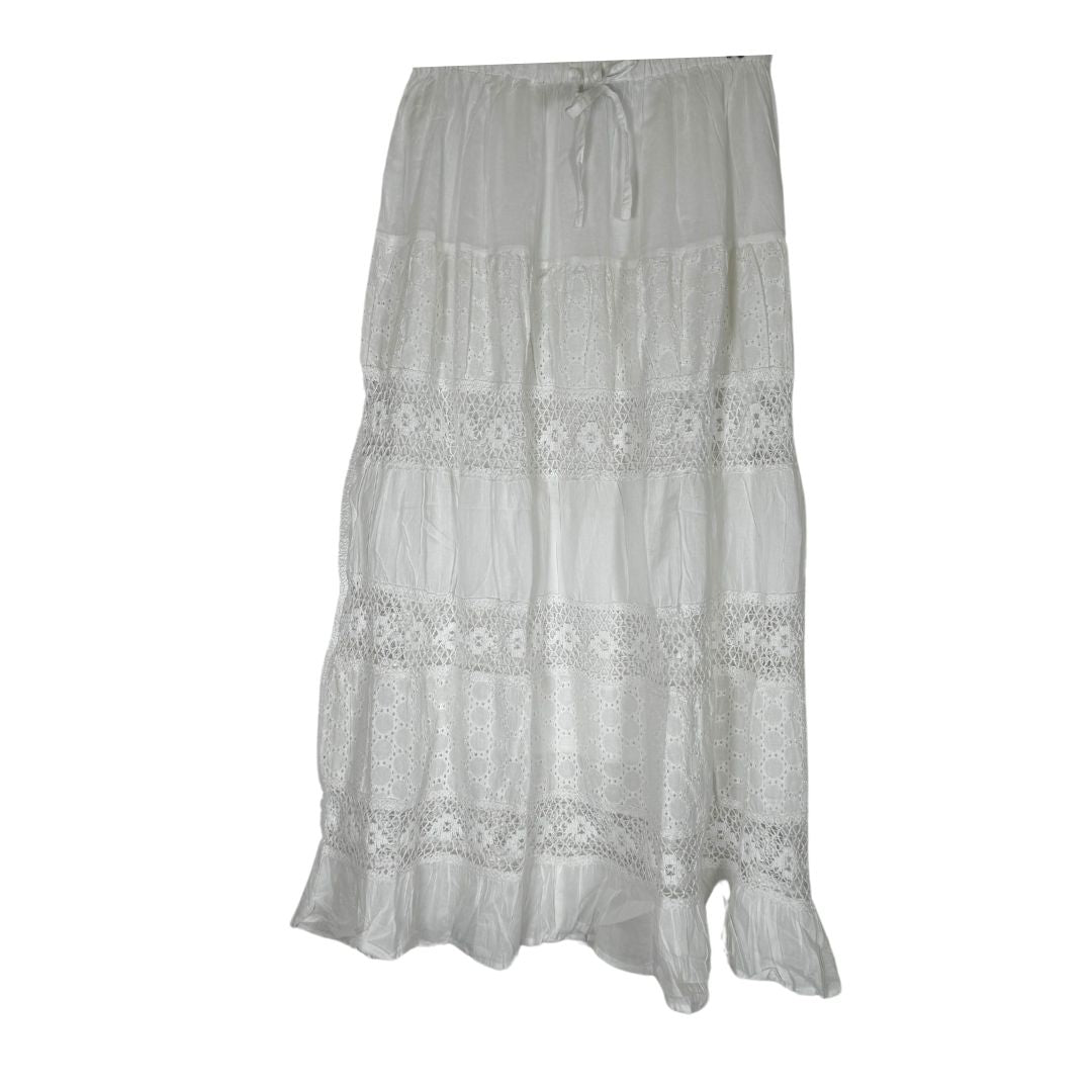 Long Cotton Skirt in White