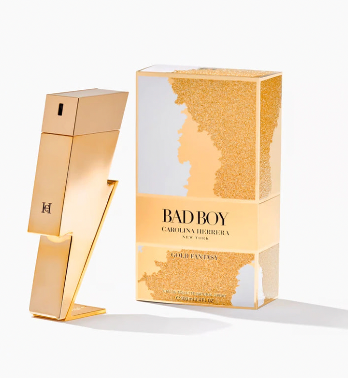 Carolina Herrera Bad Boy Gold Fantasy Eau de Parfum Électrique, Perfume Hombre 3.4 Oz