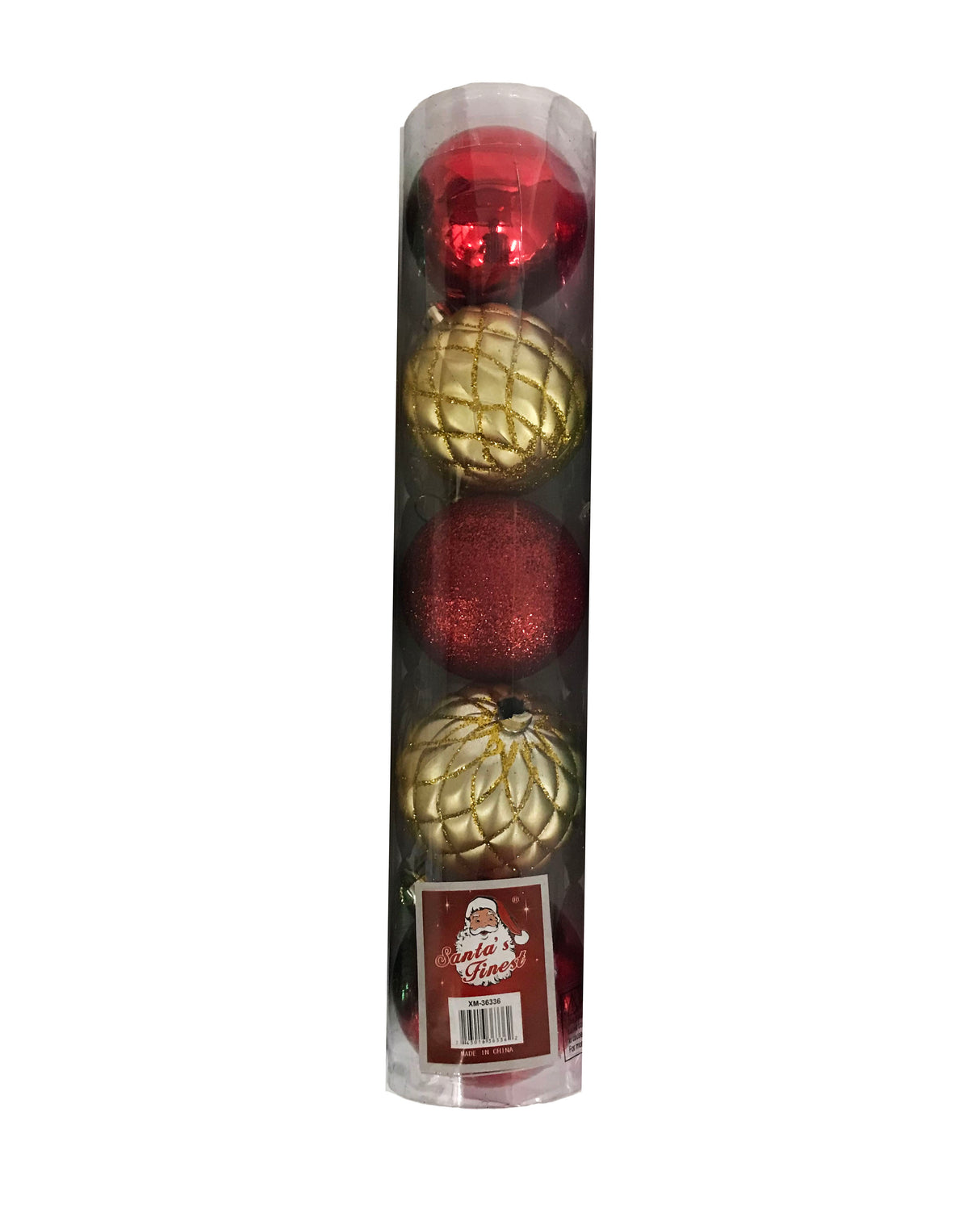 Christmas Ornament, Tube of Plastic Balls for the Tree, 5 Pcs