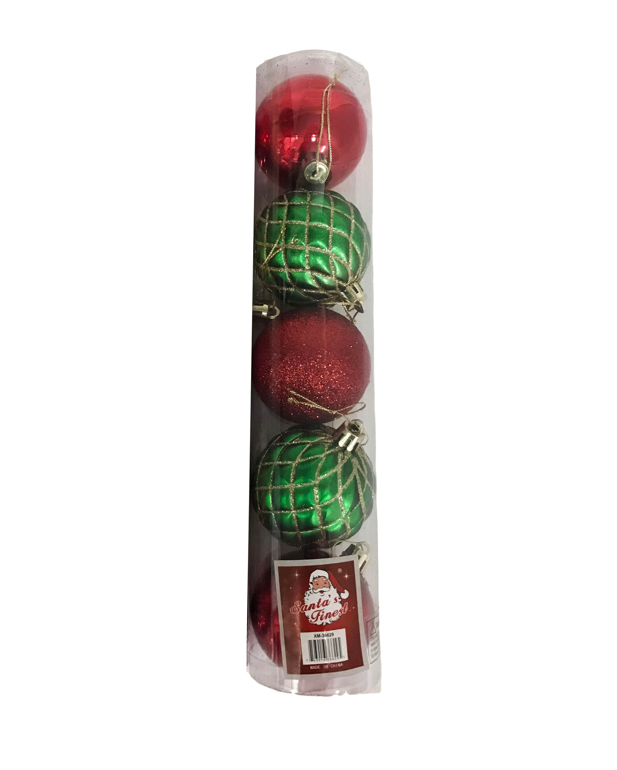 Christmas Ornament, Tube of Plastic Balls for the Tree, 5 Pcs