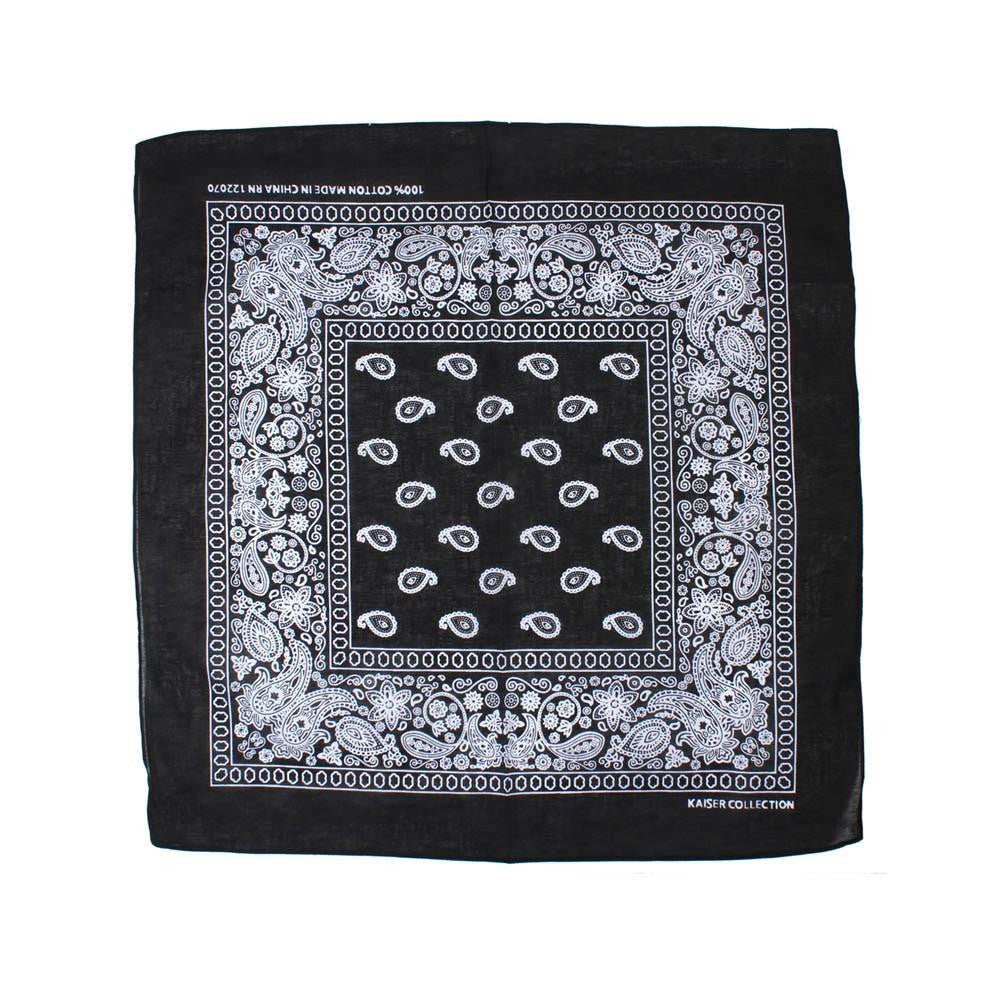 Paisley Classic 100% Cotton Black Bandana- Valsan Inc