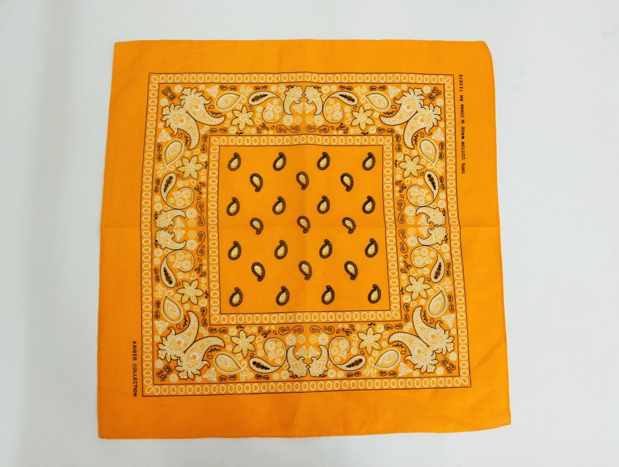 Paisley Classic 100% Cotton Light Orange Bandana- Valsan Inc