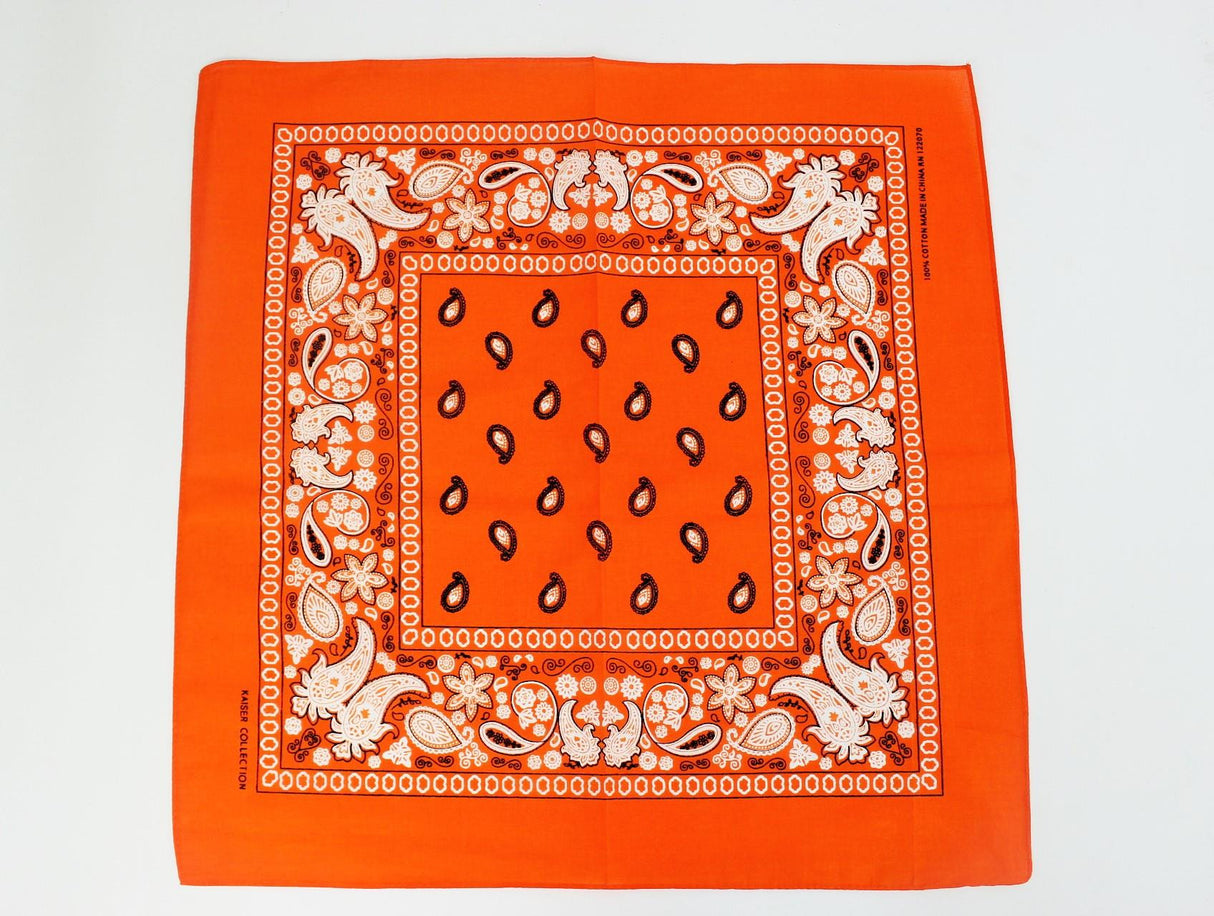 Paisley Classic 100% Cotton Orange Bandana- Valsan Inc