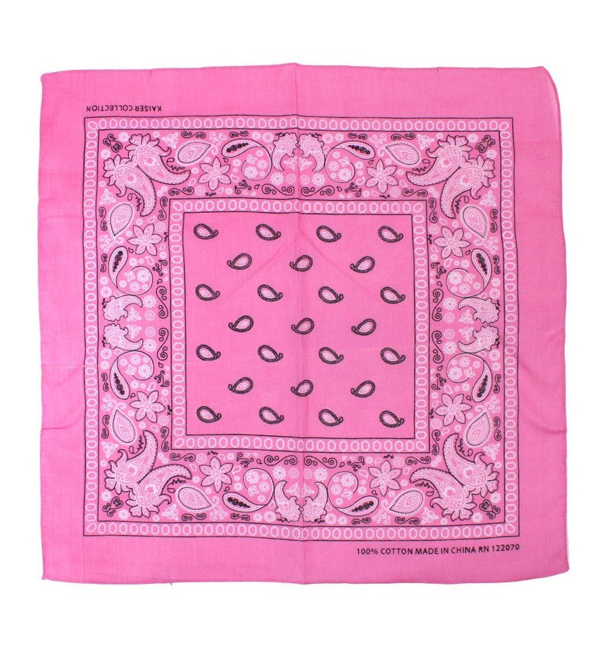 Paisley Classic 100% Cotton Pink Bandana- Valsan Inc