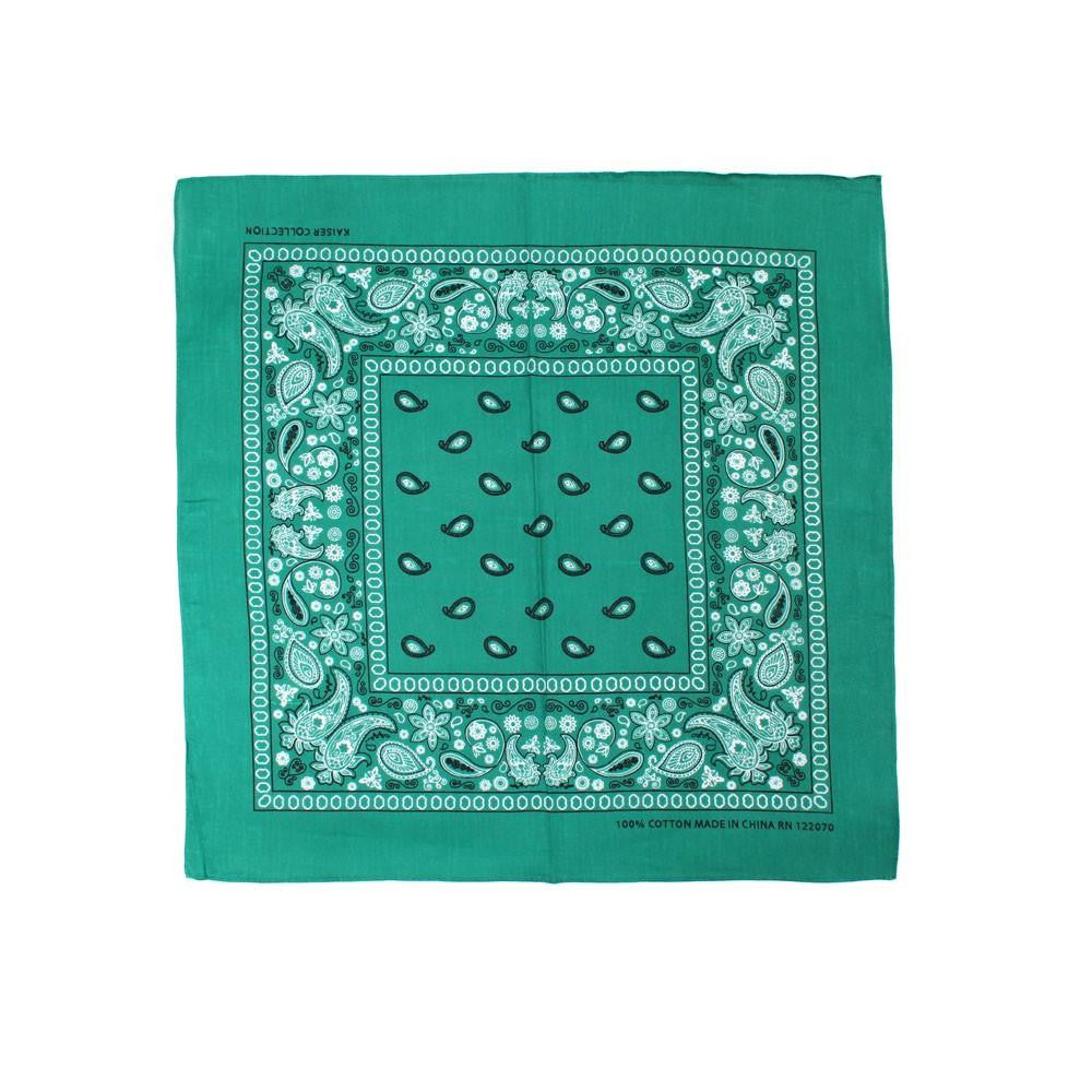 Paisley Classic 100% Cotton Teal Bandana- Valsan Inc