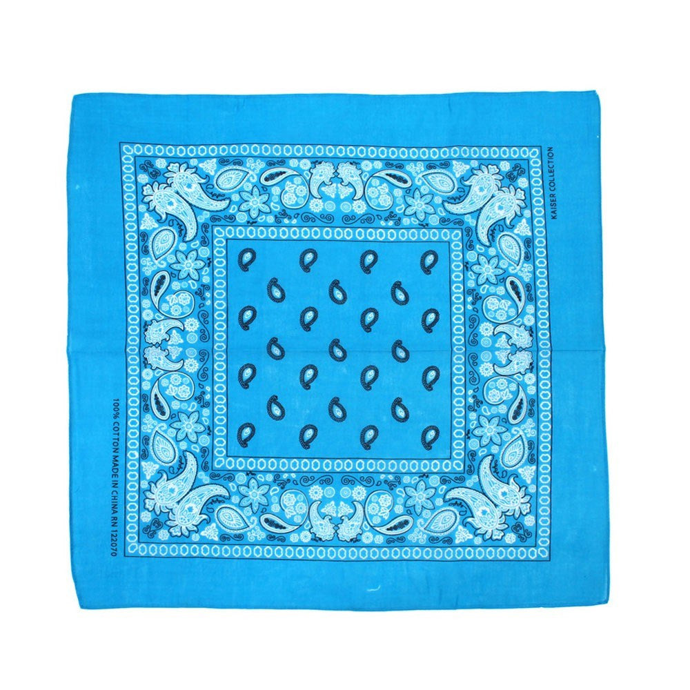 Paisley Classic 100% Cotton Turquoise Bandana- Valsan Inc