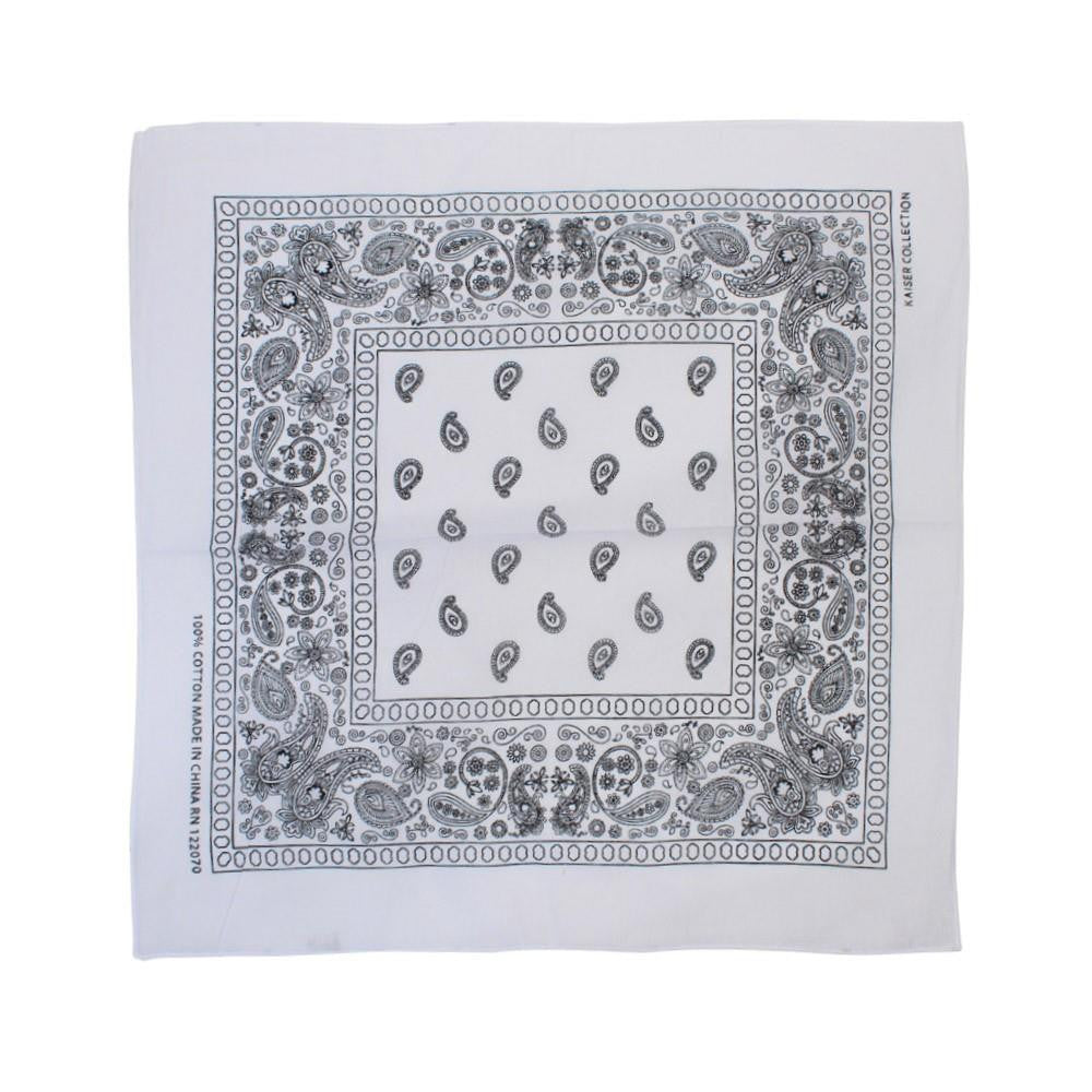 Paisley Classic 100% Cotton White Bandana- Valsan Inc