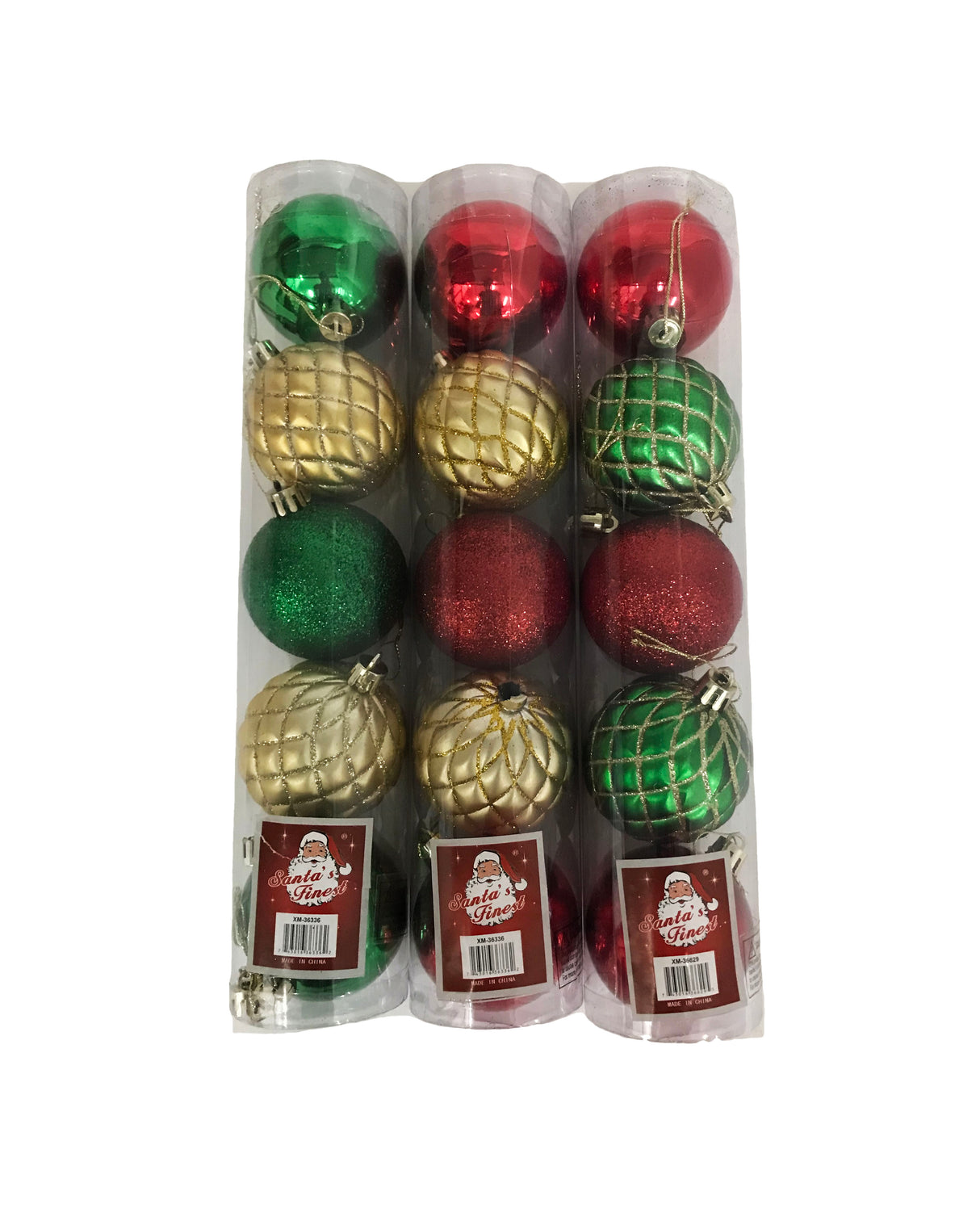 Christmas Ornament, Tube of Plastic Balls for the Tree, 5 Pcs