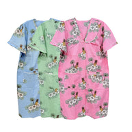 Women's Short Sleeve Snap Button Gown