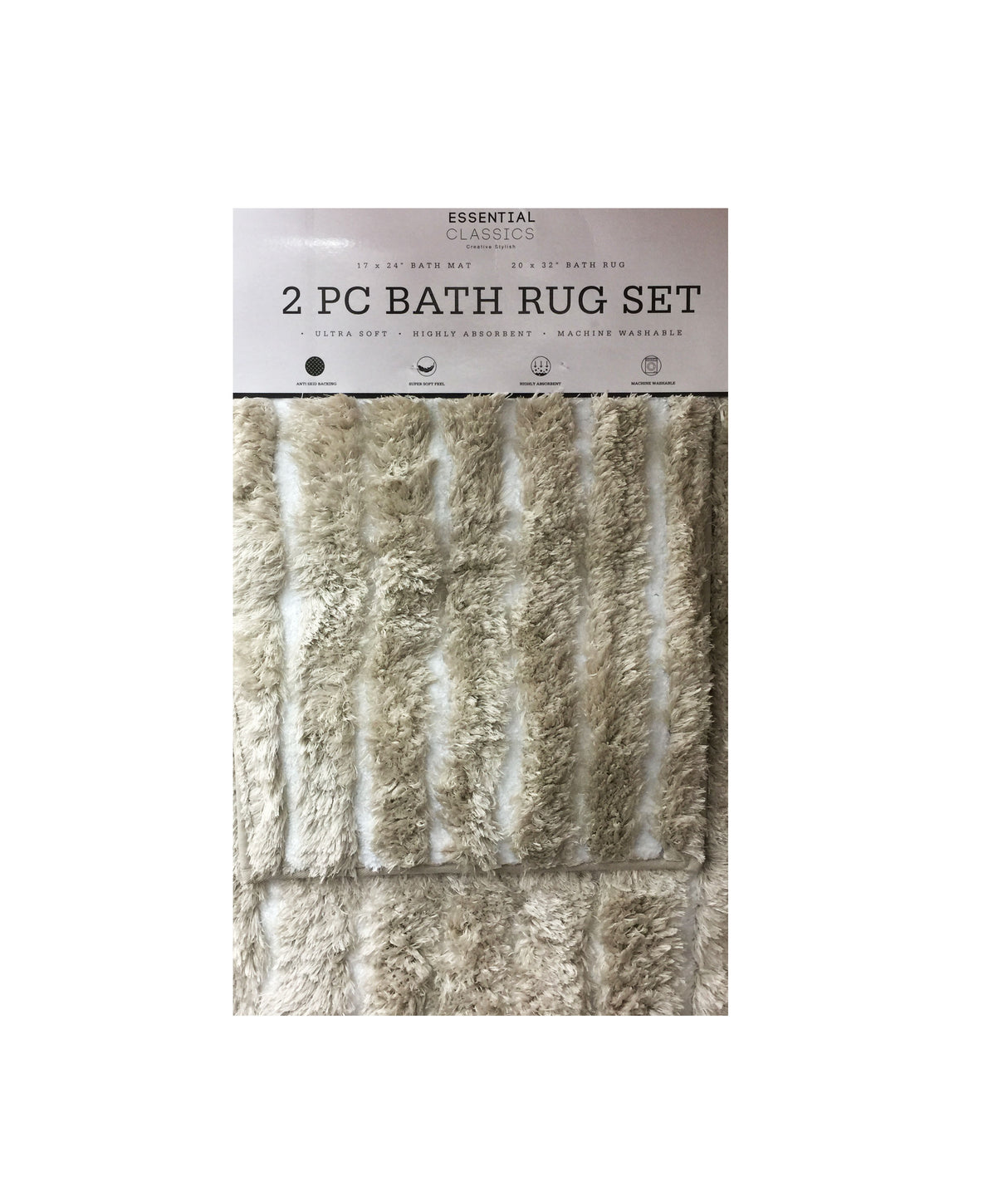 Bathroom Rug Set, 2 Pcs, 20x32"