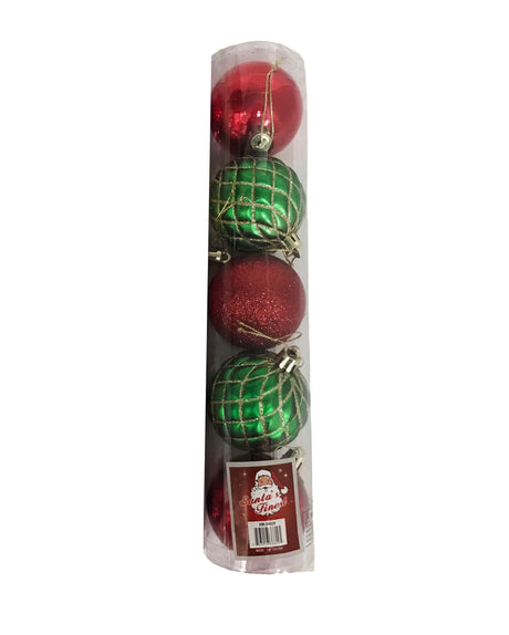 Christmas Ornament, Tube of Plastic Balls for the Tree, 5 Pcs