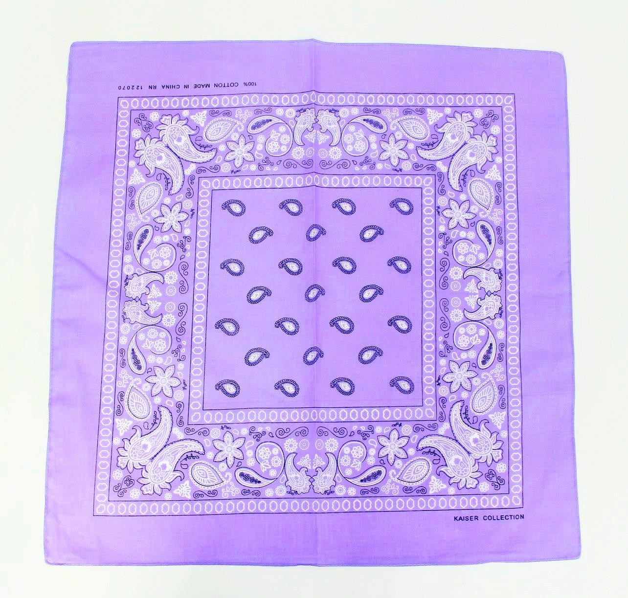 Paisley Classic 100% Cotton Lavender Bandana- Valsan Inc
