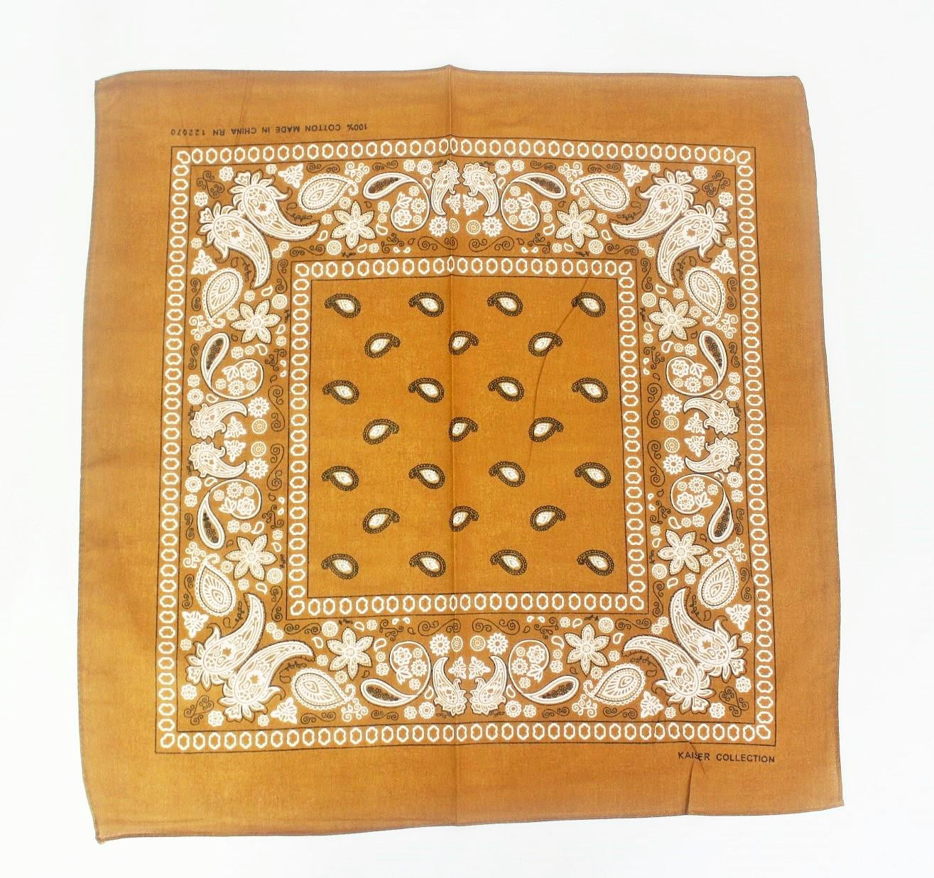 Paisley Classic 100% Cotton Natural Brown Bandana- Valsan Inc