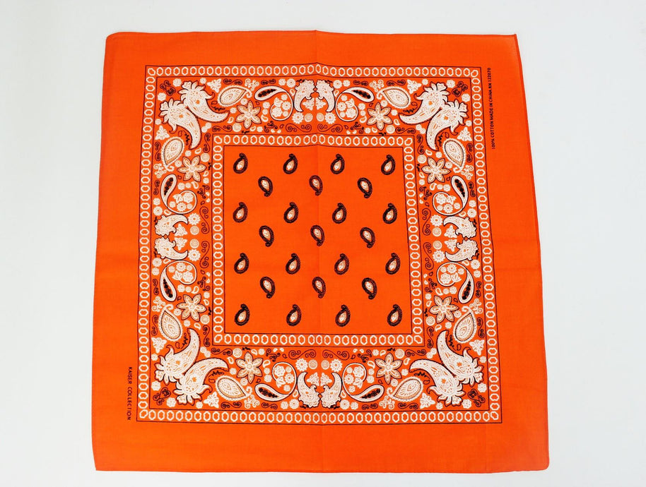 Paisley Classic 100% Cotton Orange Bandana- Valsan Inc