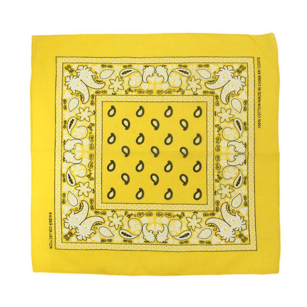 Paisley Classic 100% Cotton Yellow Bandana- Valsan Inc